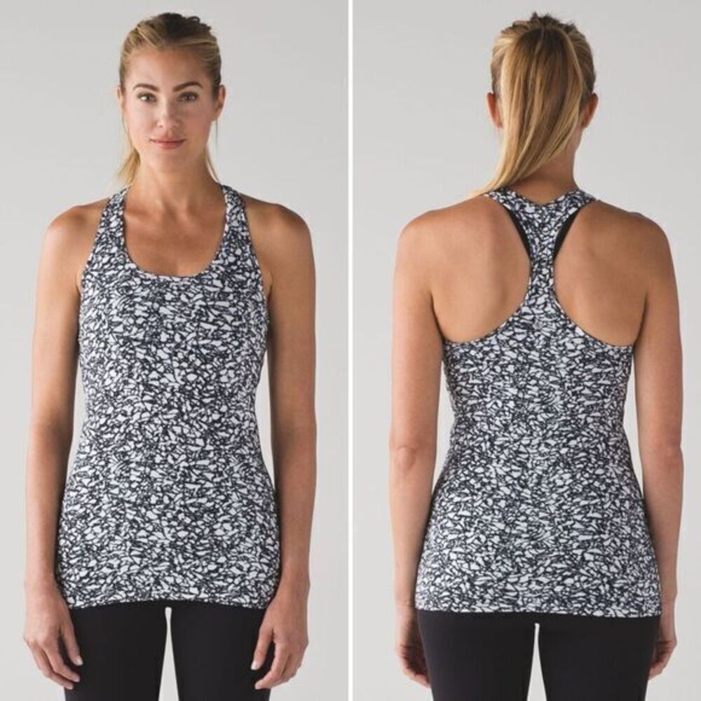 Lululemon Cool Racerback II in Ice Breaker White Black Size 6